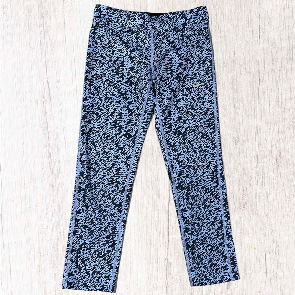 Nike Dri Fit‎ Blue & Black Athletic Drawstring Cropped Pants Women’s Size XS